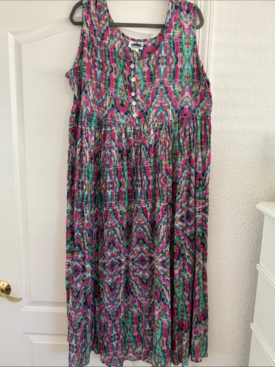 Metropolitan Dresses & Skirts - Metropolitan Colorful Tie-Dye Maxi Dress with Button Front 1X NWOT